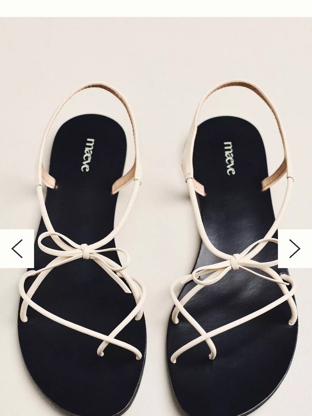 Maeve Black Footbed Cream Strappy Bow Sandals